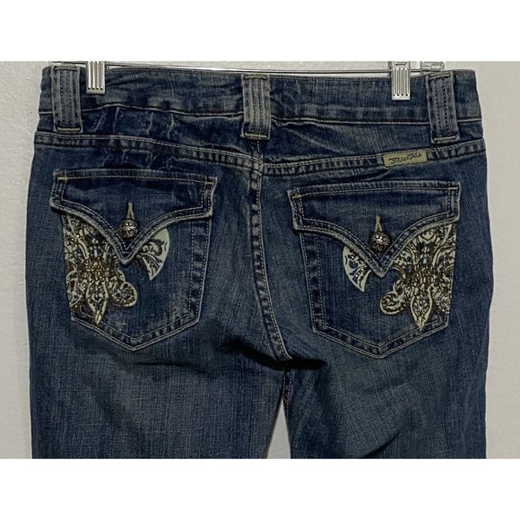 Miss Me JP4891 Women's Size 28 Embroidered Western Blue Jeans 28" x 33" - Picture 2 of 8
